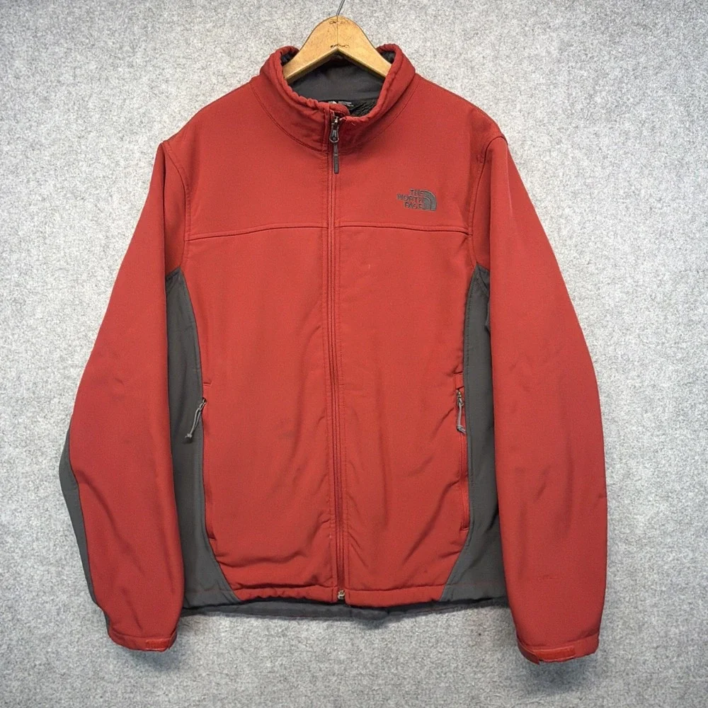 The North Face Windwall Jacket Mens Large Red Sherpa Lined Full Zip Windbreaker